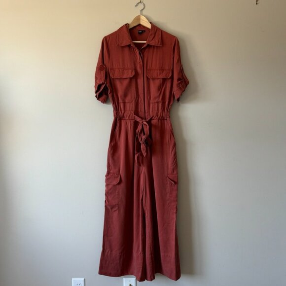 Simons | Icone Rust Lyocell Wide Leg Utility Jumpsuit - Size L - Picture 2 of 15